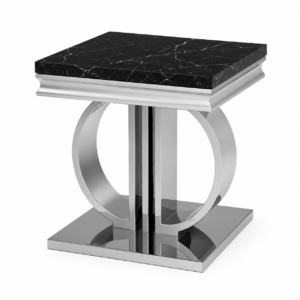 Donatella Nero Marble Chrome Sidetable