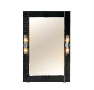 Saxton Black Lacquer Nickel Floor Mirror with Scone Light 200cm