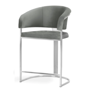 Helmut Steel Grey Velvet Chrome Counter Stool