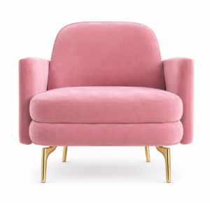 Marilyn Pink Velvet Brass Accent Chair