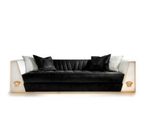 Rosenthal Black White Velvet Gold Sofa 280cm