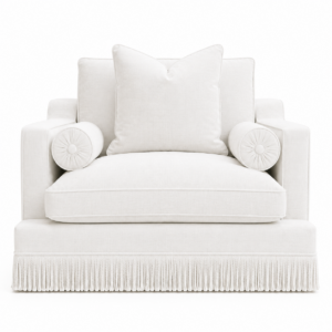 Orlando White Linen Fringe Armchair Sofa