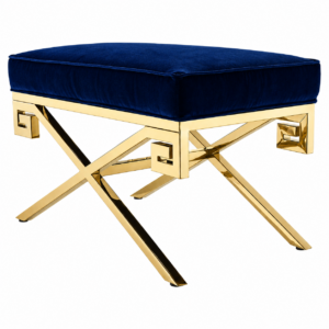 Okuro Navy Velvet Gold Stool