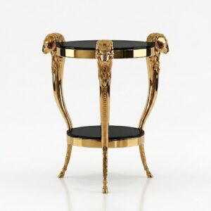 Regal Brass Black Glass Sidetable