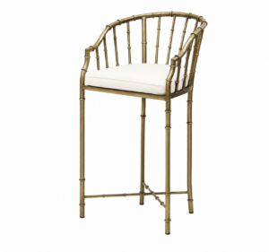 Victoria White Velvet Antique Brass Counter Stool