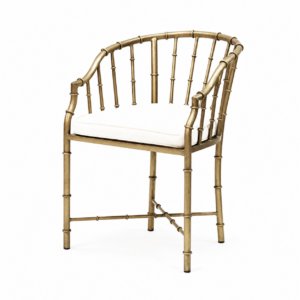Victoria White Velvet Antique Brass Dining Chair