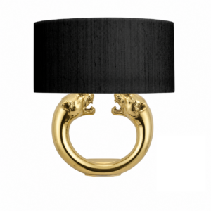 Panthere Brass Wall Light with Black Lamp Shade