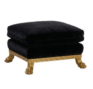 Lioness Black Velvet Gold Ottoman