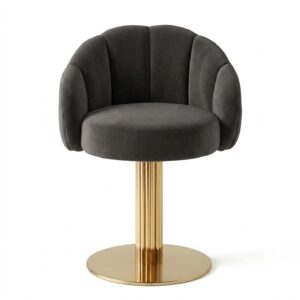 Suri Charcoal Velvet Brass Swivel Dining Chair