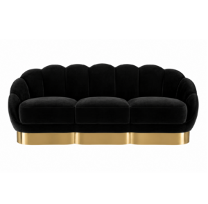 Scallop Black Velvet Brass Sofa