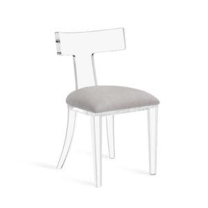 Interlude Light Grey Velvet Lucite Dining Chair