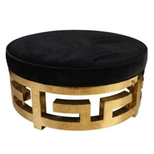 Regent Black Velvet Brass Ottoman