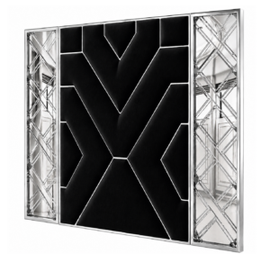 Skyscraper Black Velvet Chrome Mirror King Headboard