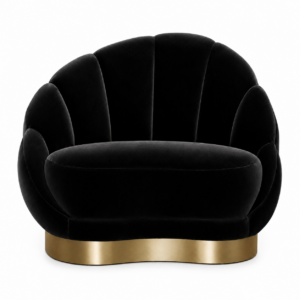 Olympia Black Velvet Brass Sofa