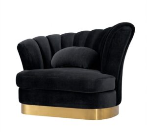 Opulence Black Velvet Gold Armchair