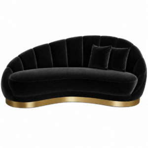 Olympia Black Velvet Brass Sofa