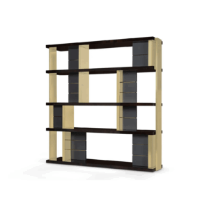 Otto Walnut Leather Brass Etagere