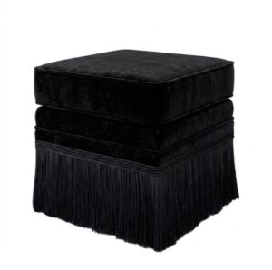 Boudoir Black Velvet Fringe Stool