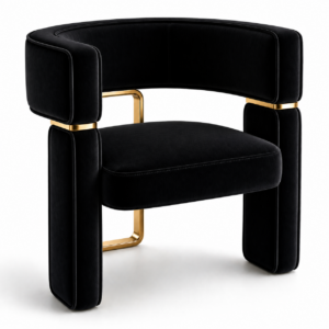 Tempo Black Velvet Brass Chair
