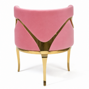Chandra Pink Velvet Brass Armchair