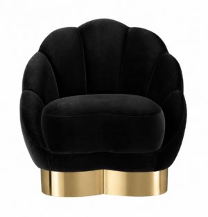 Scallop Black Velvet Brass Chair