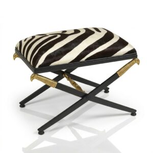 Chivas Zebra Leather Brass Stool