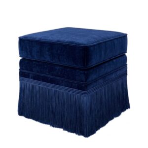 Boudoir Blue Velvet Fringe Stool