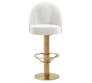 Belair White Velvet Brass Swivel Counter Stool