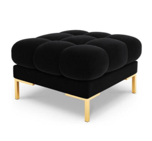 Modern black ottoman with gold legs