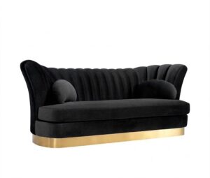 Opulence Black Velvet Gold Sofa