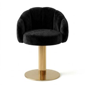 Suri Black Velvet Brass Swivel Dining Chair