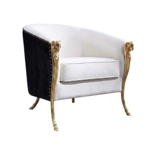 Regal White Velvet Gold Armchair