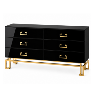 Santorini Black Glass Brass Dressing Cabinet