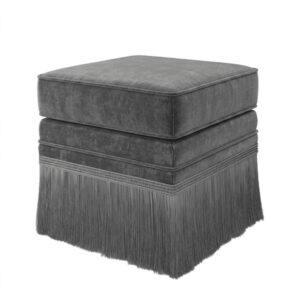Rochas Grey Velvet Fringe Stool