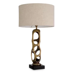 Rockford Antique Brass Rable Lamp with Beige Shade