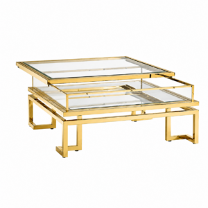 Halston Gold Glass Display Coffee Table