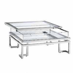 Halston Nickel Glass Display Coffee Table