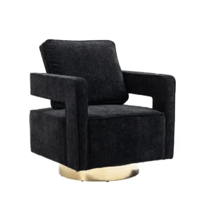 Altro Black Velvet Gold Swivel Chair