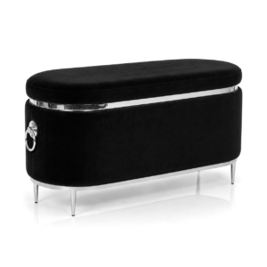 Soho Black Velvet Chrome Storage Bench