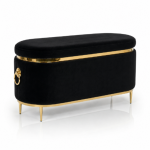 Soho Black Velvet Gold Storage Bench