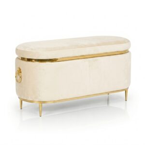 Soho Cream Velvet Gold Storage Bench