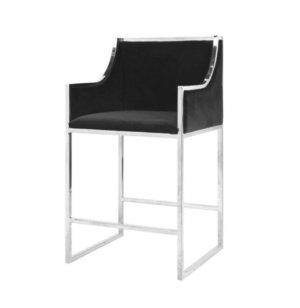 Savoy Black Velvet Chrome Counter Stool