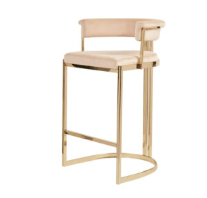 Cromwell Beige Velvet Gold Counter Stool