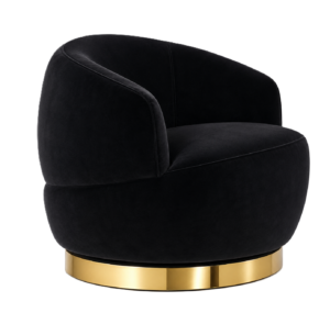 Cuddle Black Velvet Gold Swivel Chair