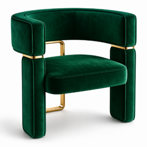 Tempo Emerald Velvet Brass Chair