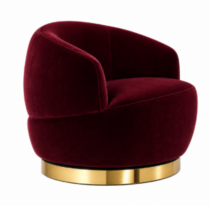 Cuddle Burgundy Velvet Gold Lounge Chair