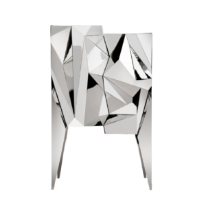 Tessuti Nickel Walnut Bar Cabinet