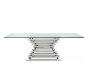 Linear Chrome Glass Dining Table 200cm