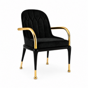 Verona Black Velvet Brass Dining Chair