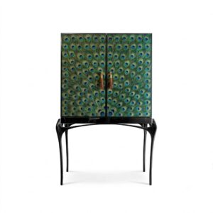 Temptation Peacock Feather Bar Cabinet